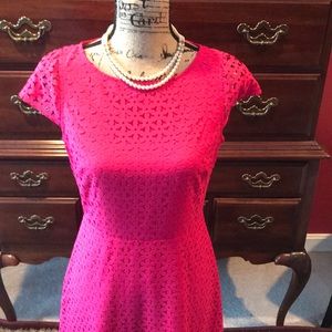 J.Crew fuchsia flowered eyelet dress short sleeved